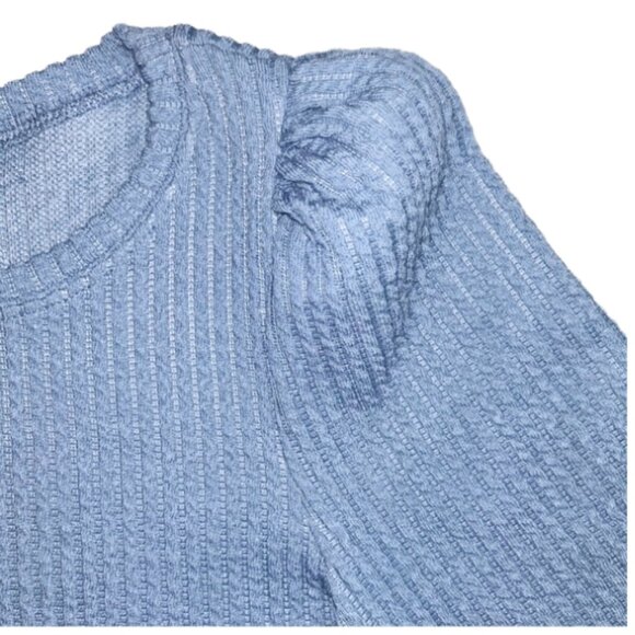 Altar’d State Puff Sleeve Ribbed Sweater Sky Blue L Feminine Knit Cozy Top - Picture 5 of 9